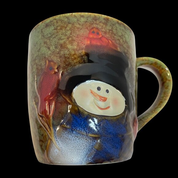 Burton and Burton Ceramic Mug with Snowman & Cardinals Design 12 Oz Green & Mult - Picture 2 of 9